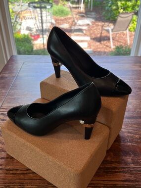 Chanel Black Pumps with Gold and Pearl Accents